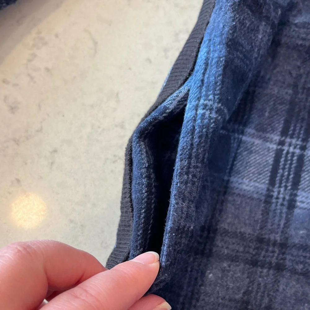 Free People Navy Plaid Shirt Jacket